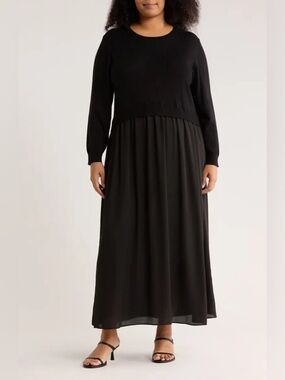 63. Max studio • NWT $238 Long Sleeve Twofer Sweater Dress PTP 28”-34”